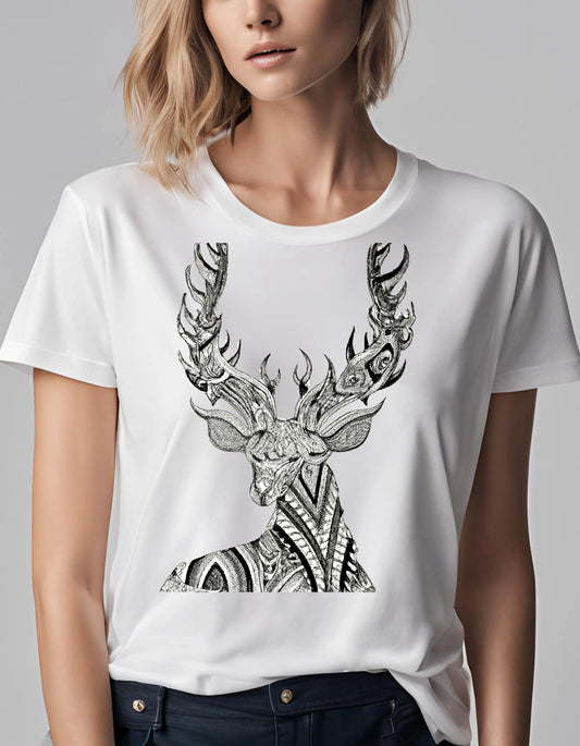 Deer Black and White T Shirt - Maturana Gallery