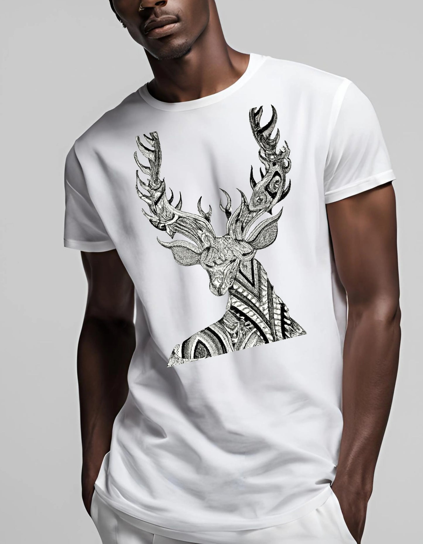 Deer Black and White T Shirt - Maturana Gallery