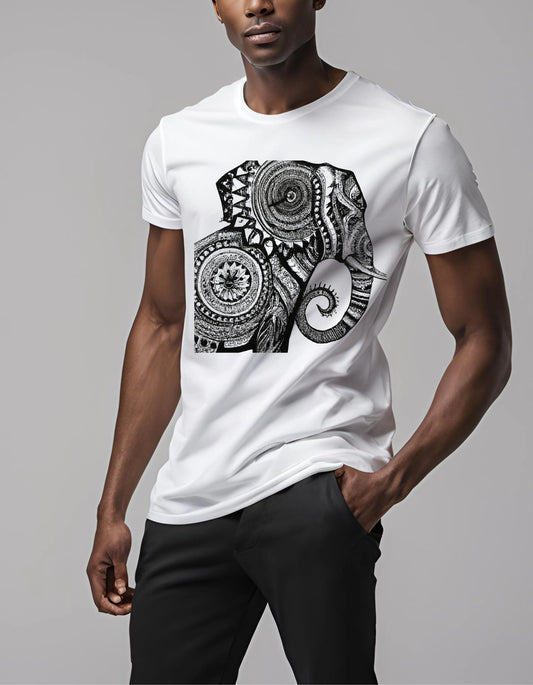 Elephant Black and White T Shirt - Maturana Gallery