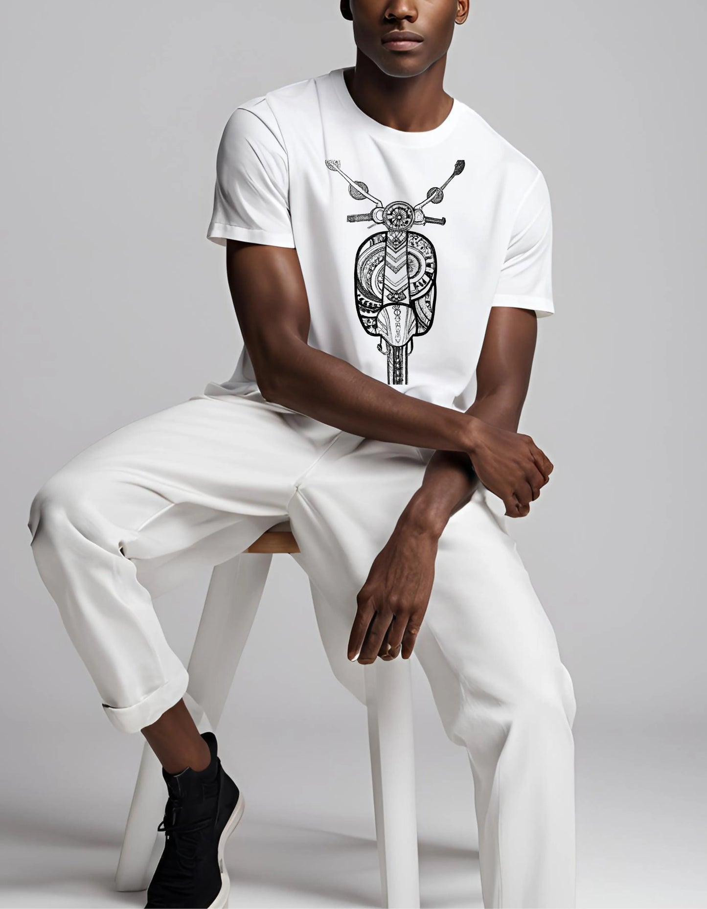 Vespa Black and White T Shirt - Maturana Gallery