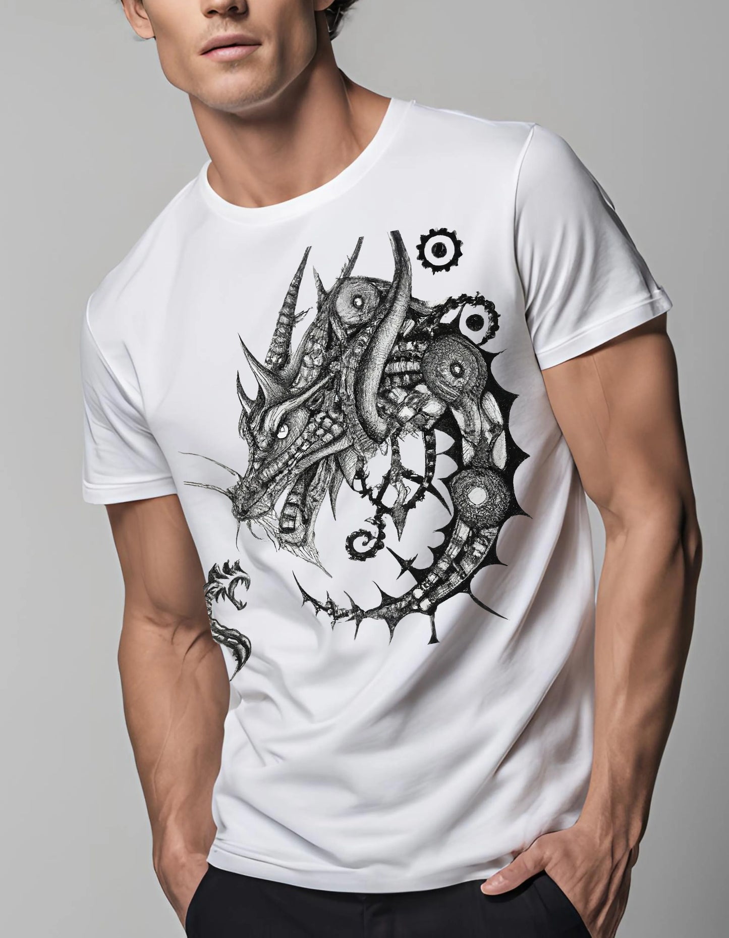Dragon Black and White T Shirt - Maturana Gallery