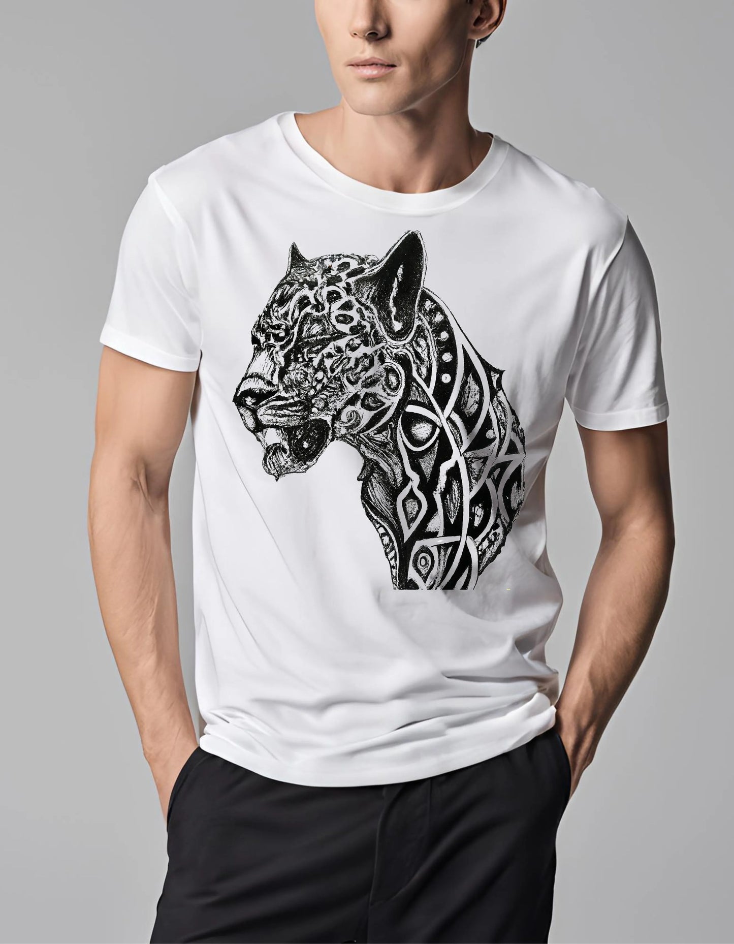 Leopard Black and White T Shirt - Maturana Gallery