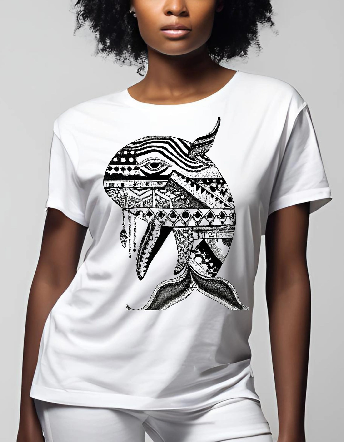 Surf Whale Black and White T Shirt - Maturana Gallery