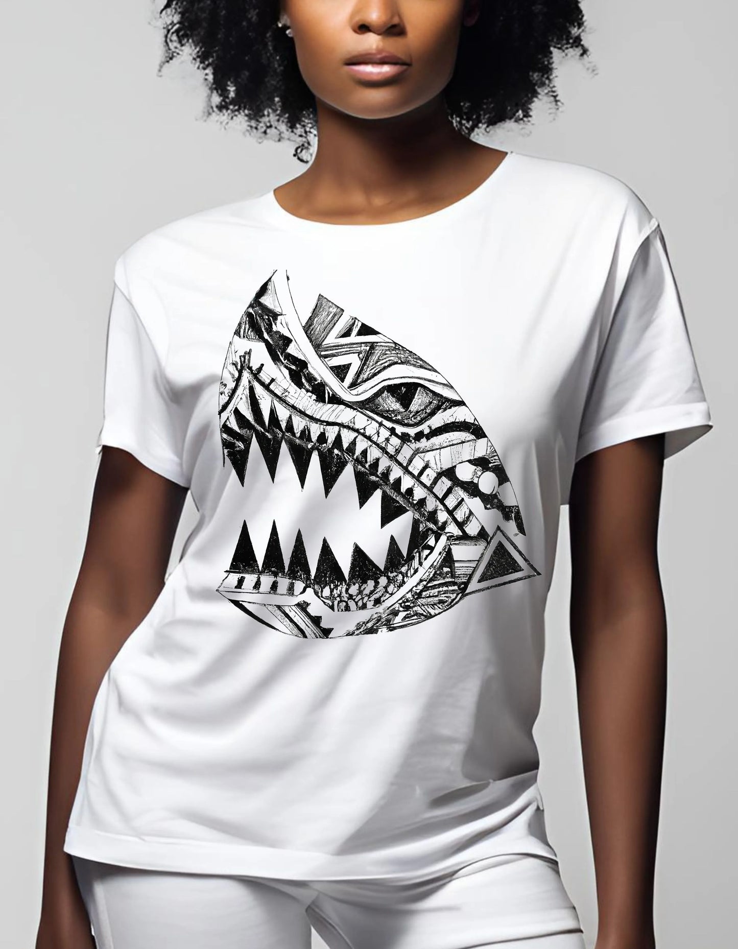 Shark Black and White T Shirt - Maturana Gallery